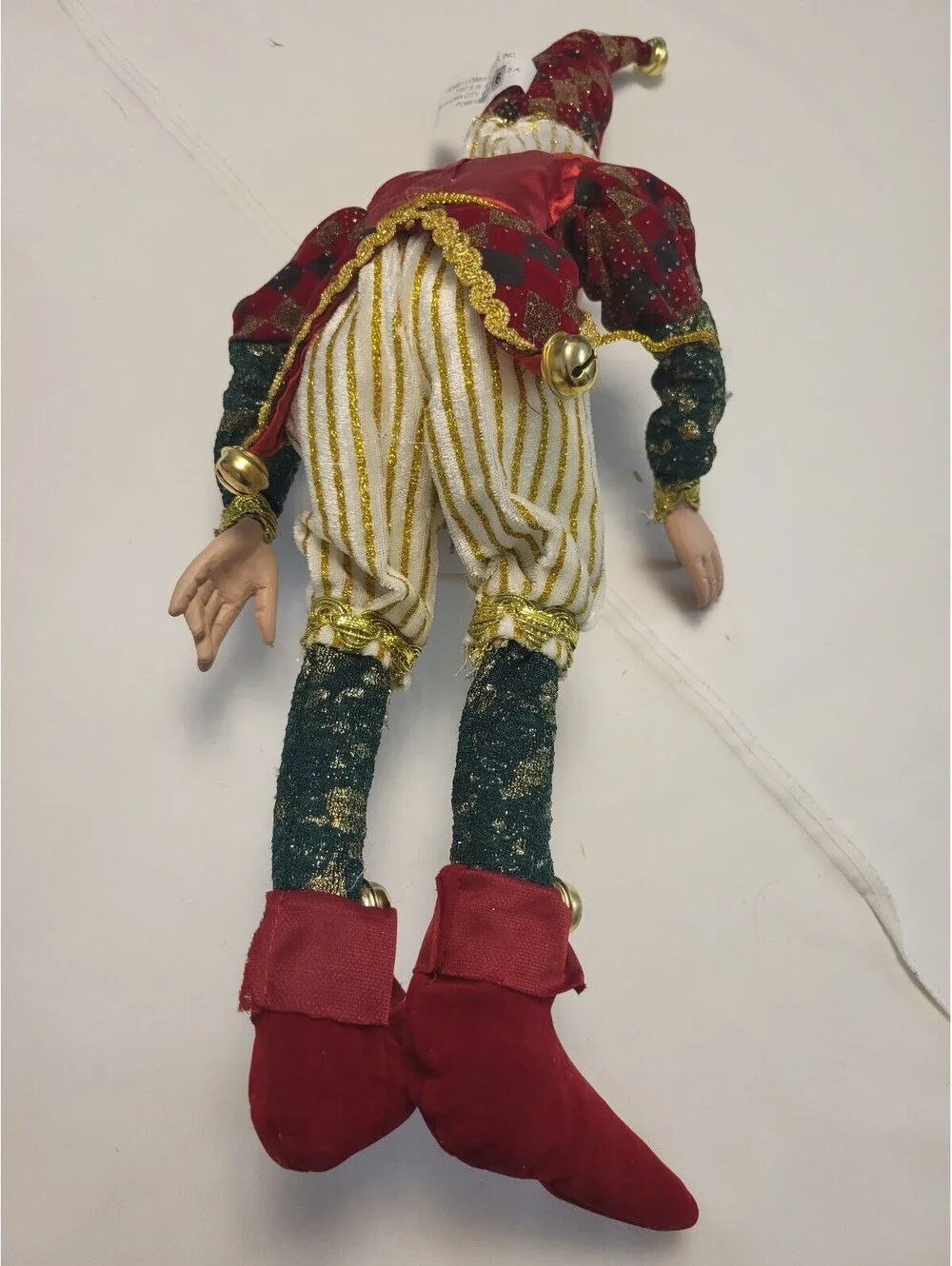 Festive Elf Figurine with Jingle Bells and Glitter Accents 22 Tall